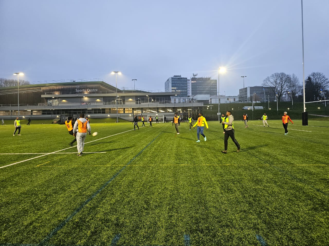 Seniorman football session at Derby sports pitch